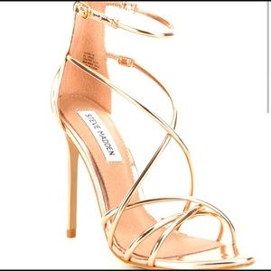 Steve Madden Ankle Strap Metallic Gold Heels Size 8